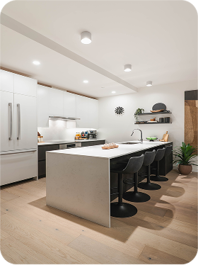 Dark wood console table with tall blue vases (1)